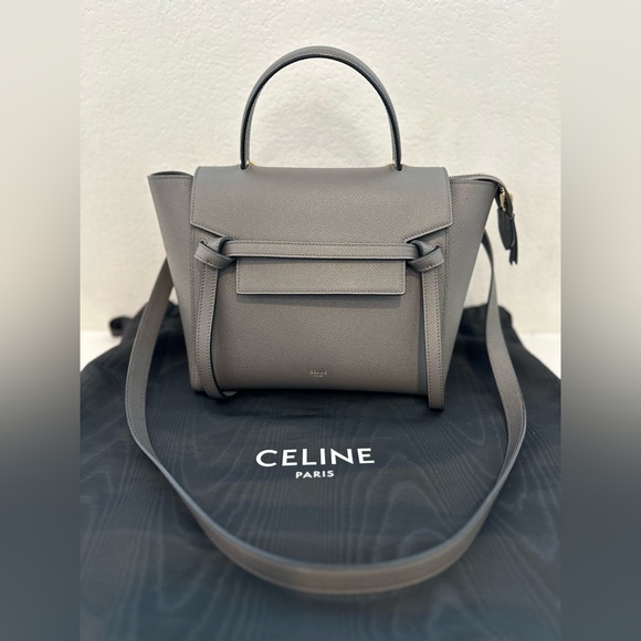 ❤️SOLD❤️ Auth CELINE Micro Grey Belt Bag in Grained Leather 9 x 8 IN - Picture 2 of 16